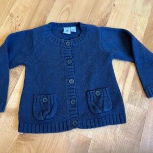 Sold x post 2t petit bateau Cozy Navy Blue Cardigan with Pockets